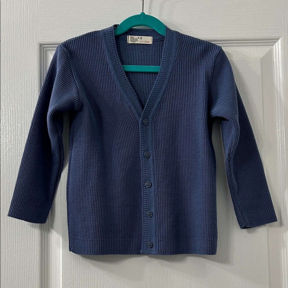 Kids Dusty Blue Ribbed Cardigan